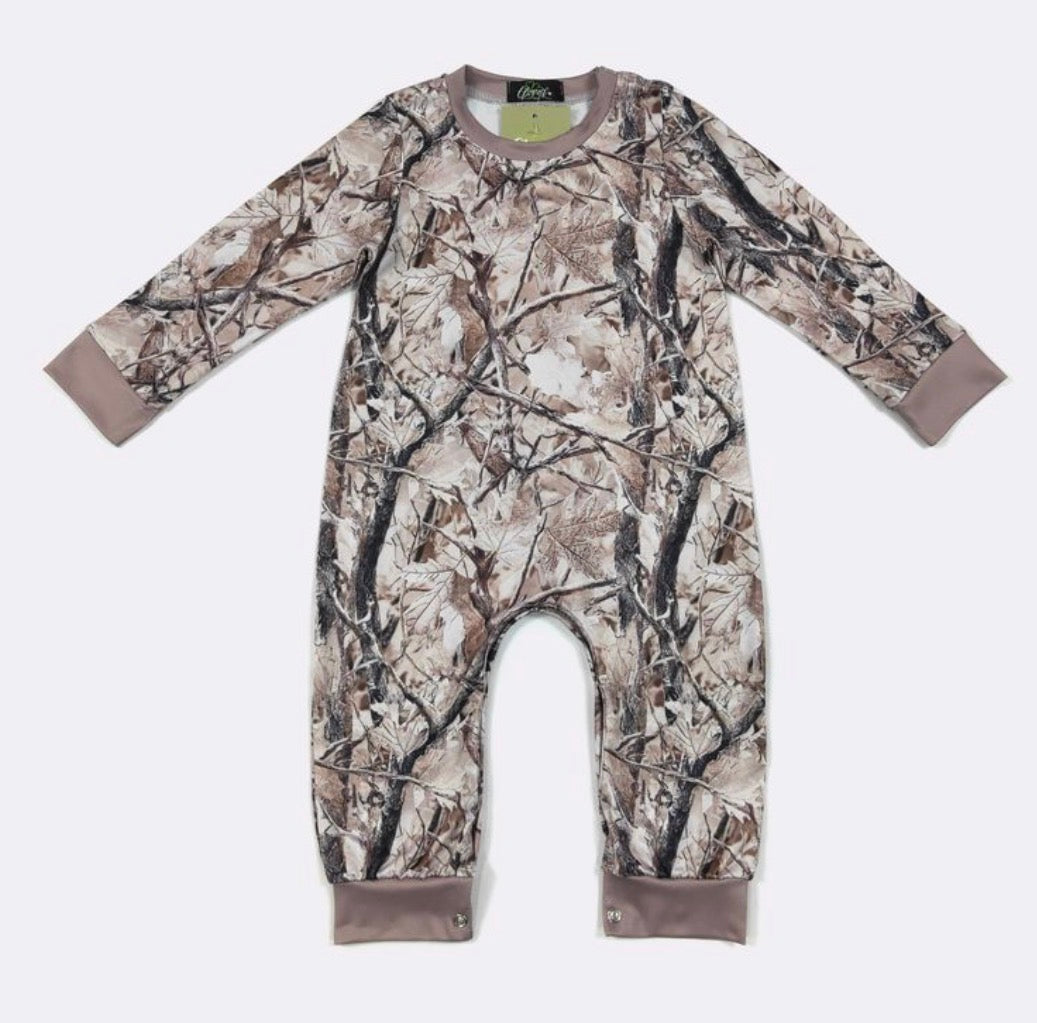Khaki Tree Camo Romper