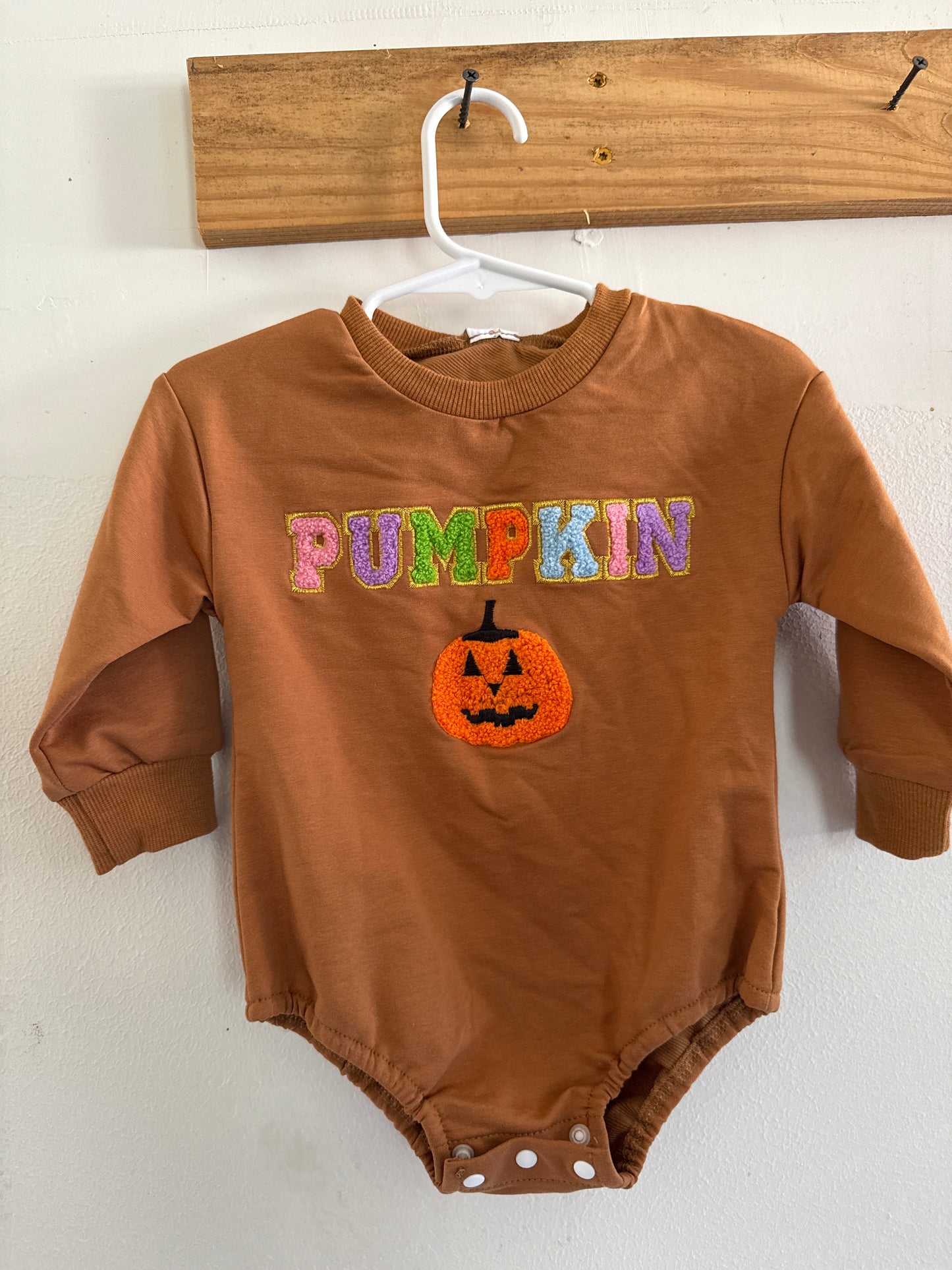 Brown Chenille Pumpkin Romper