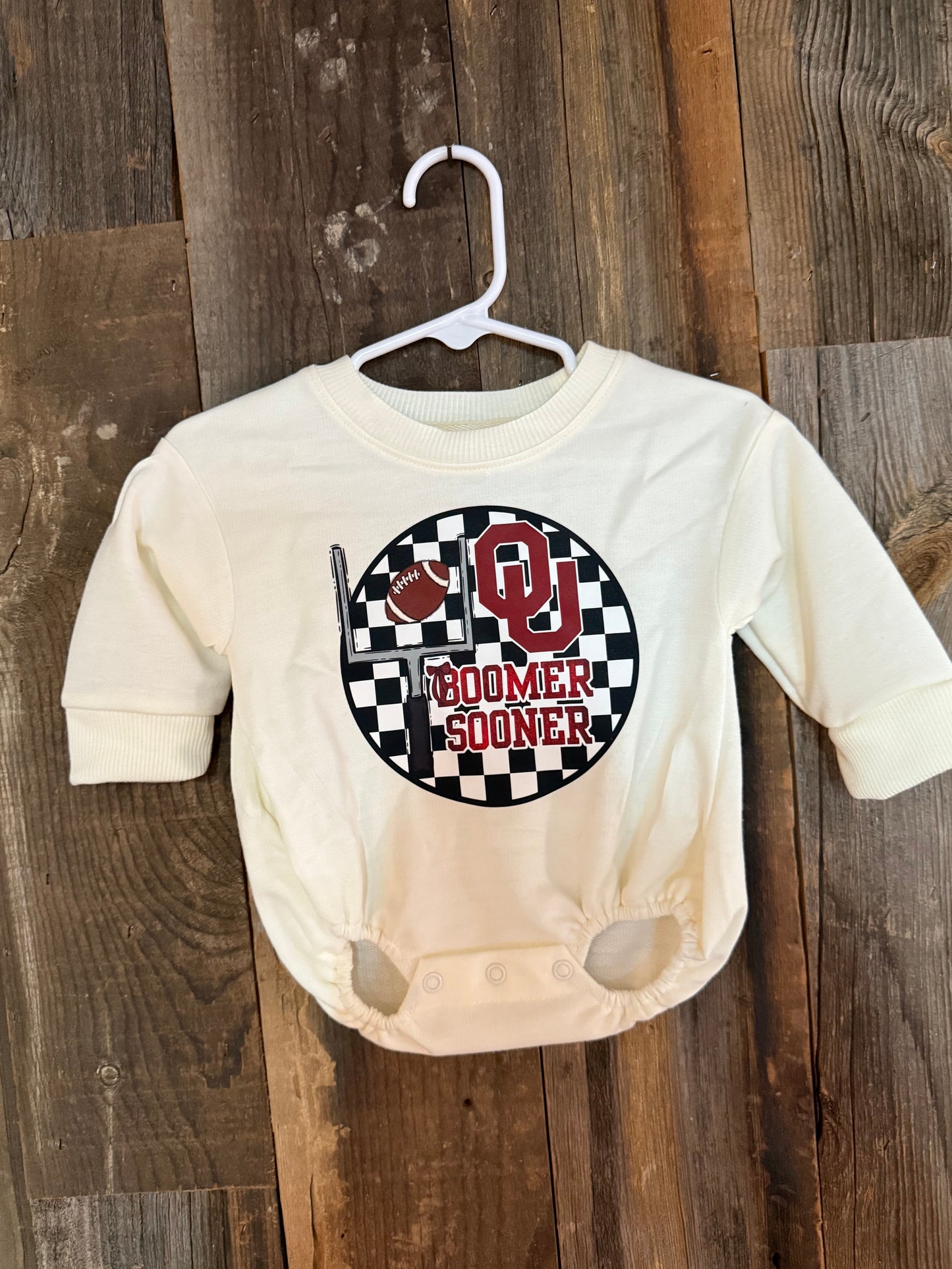 B&W OU Checkered Sweatshirt Romper