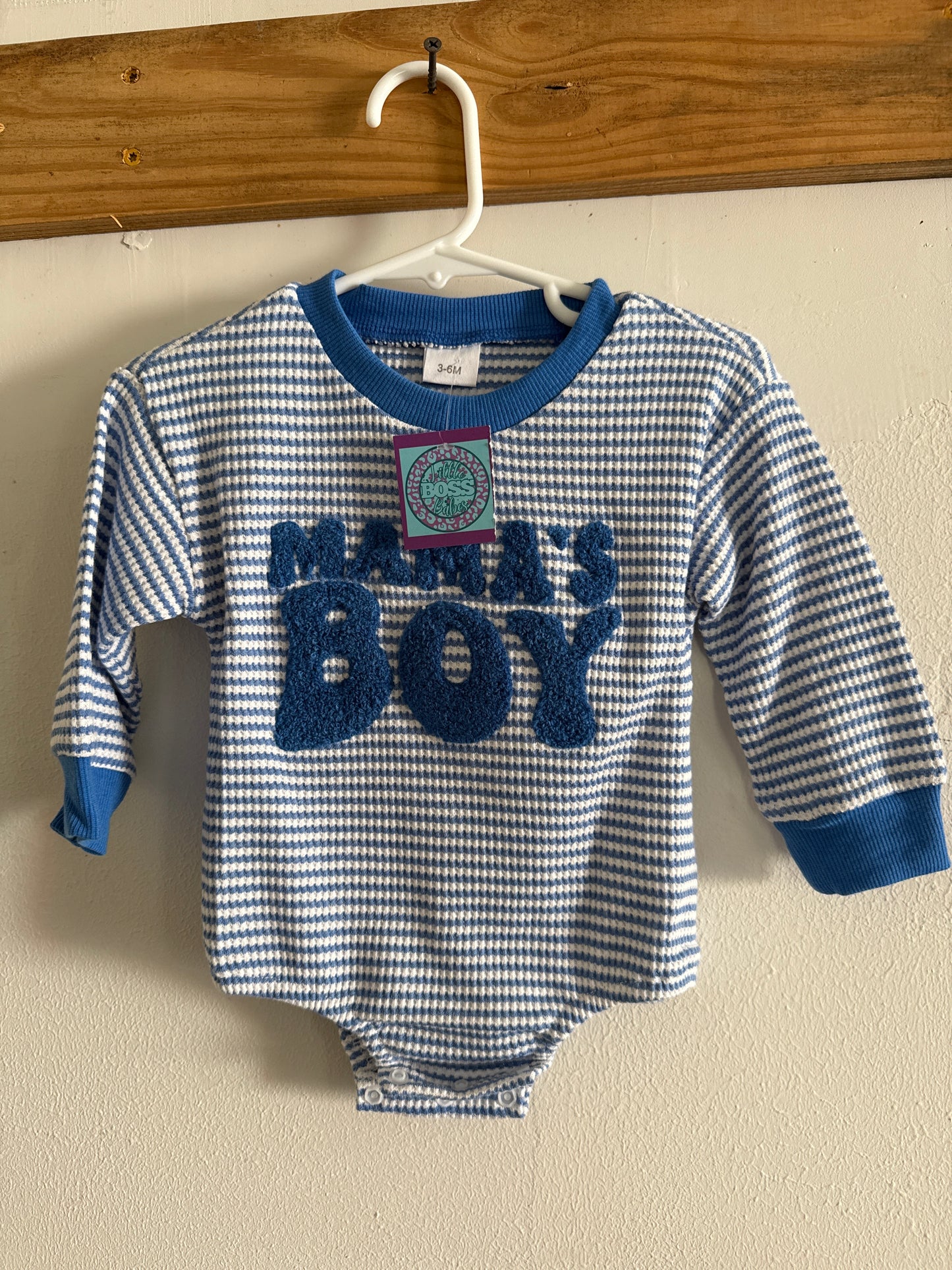 Blue Stripe Mama’s Boy Romper