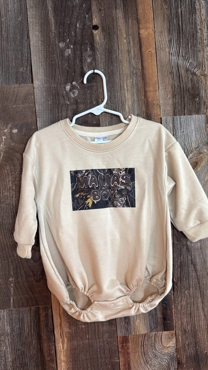 Mama’s Boy Camo Sweatshirt Romper