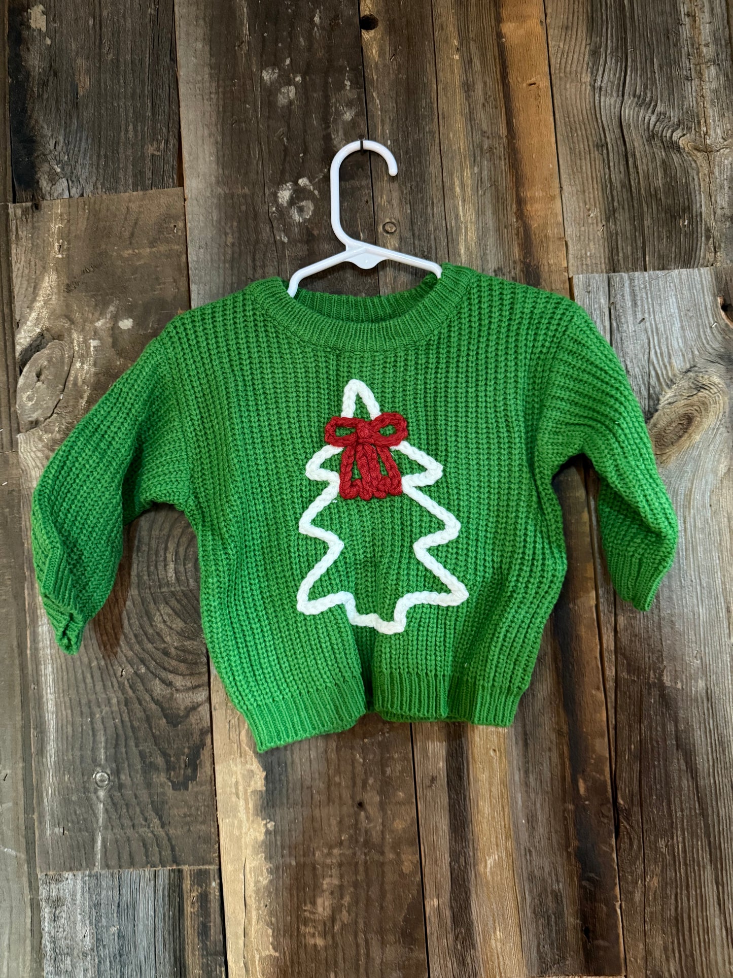 Green Tree Embroidered Sweater