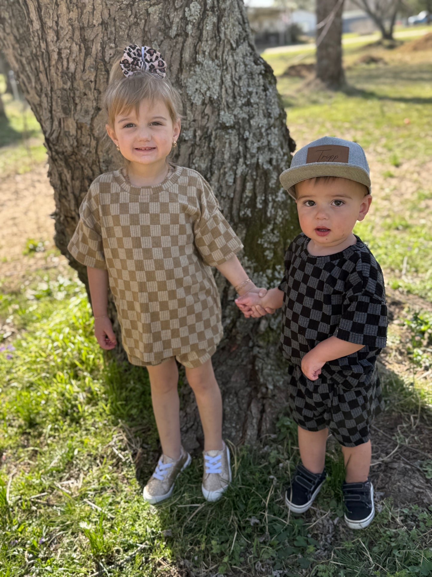 Cozy Black Checkered Short Set