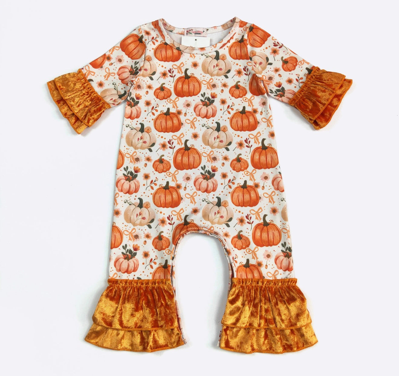 Velvet Pumpkin Romper