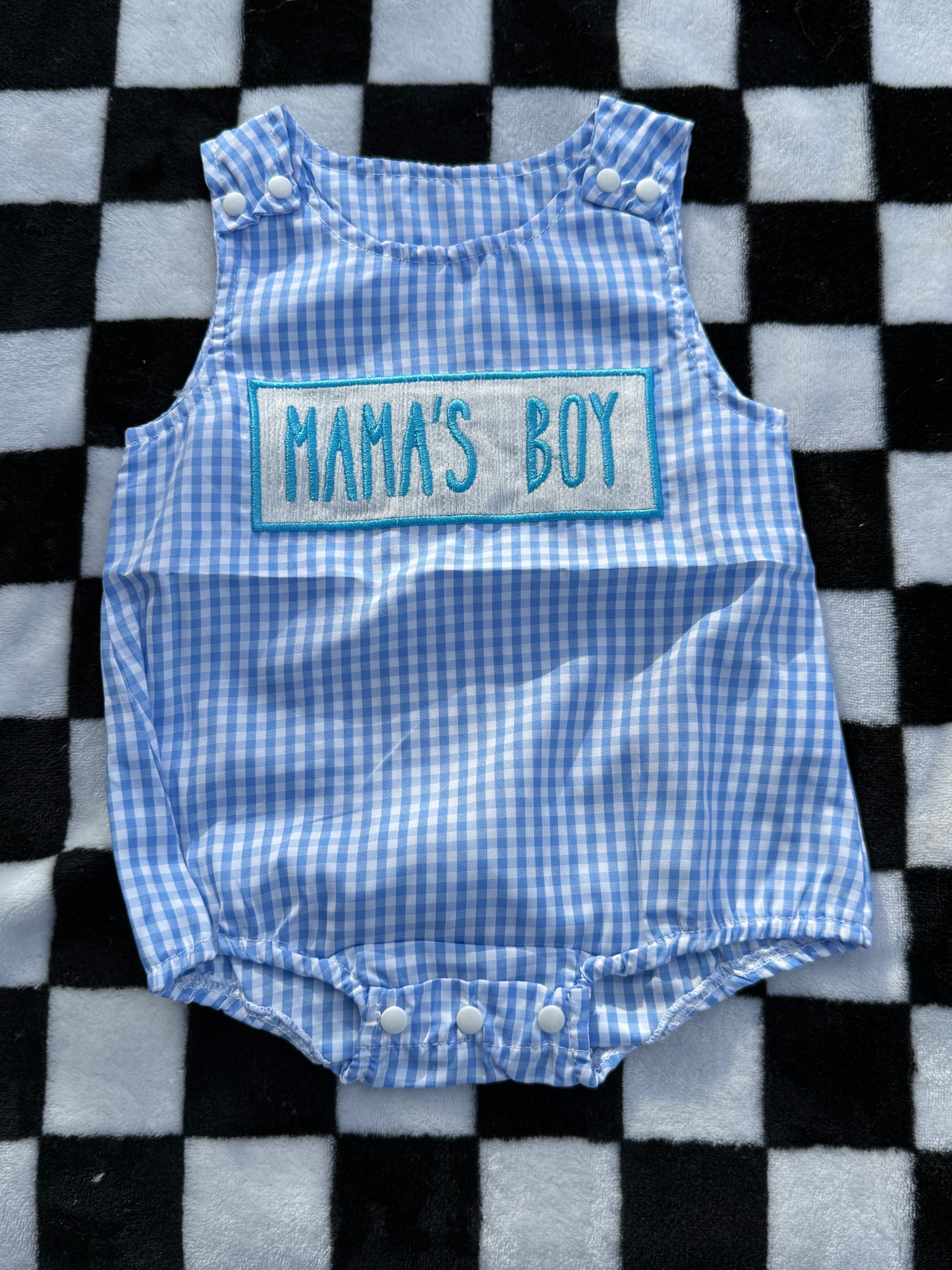 Blue Embroidered Mama’s Boy Bubble