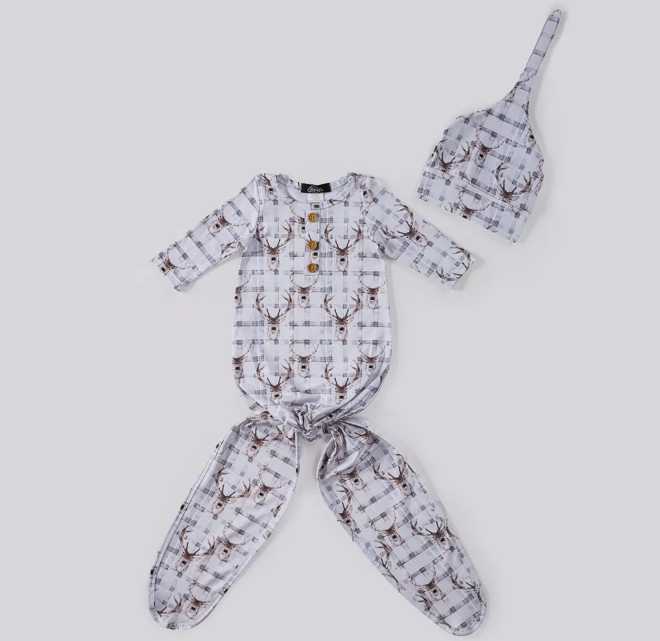 Plaid Deer Knotted Gown and Hat