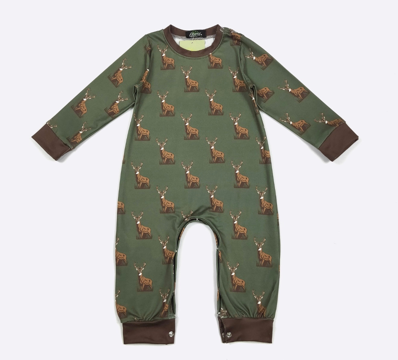 Hunter Green Deer Romper