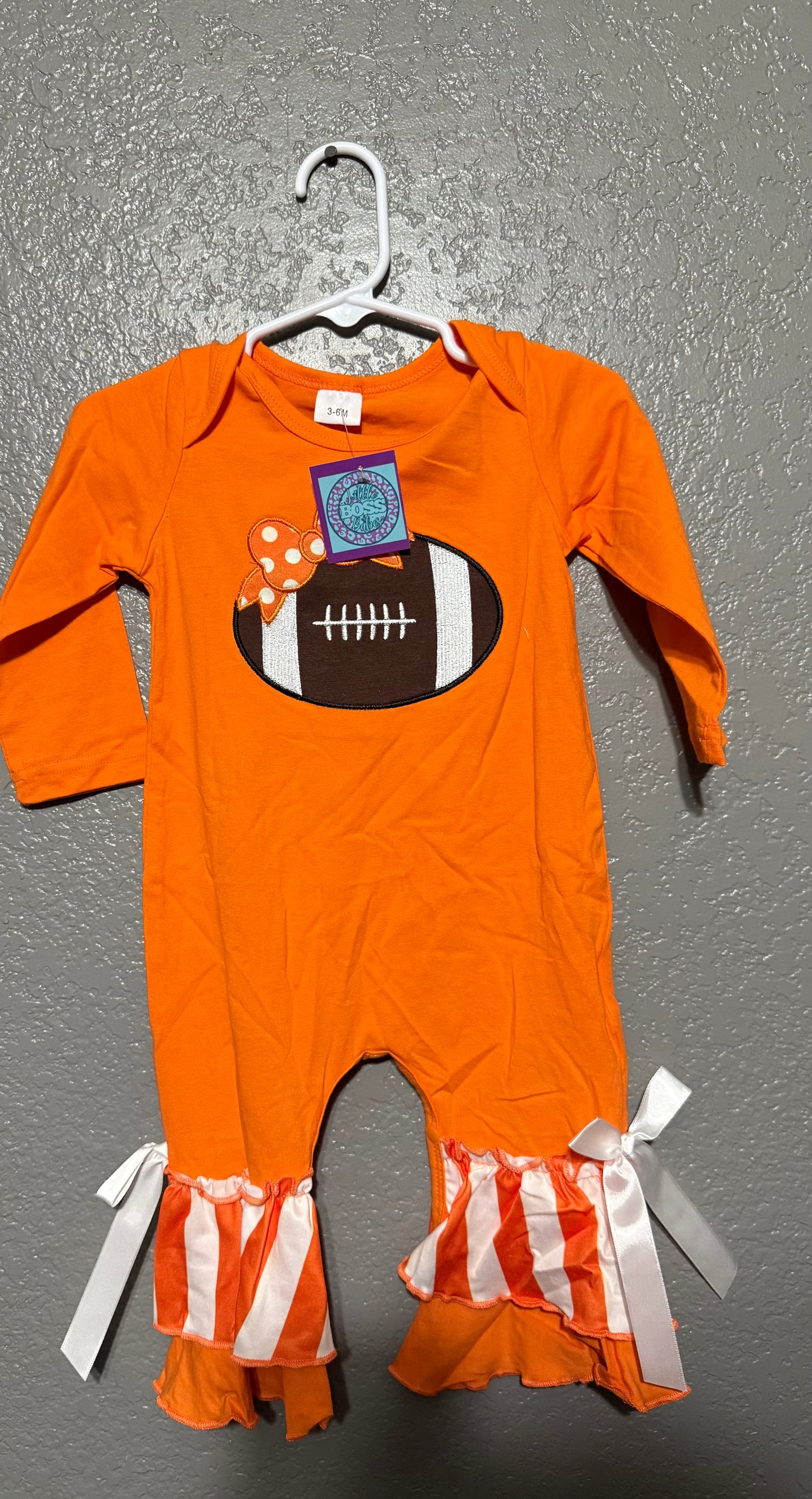 Girly Orange Football Romper