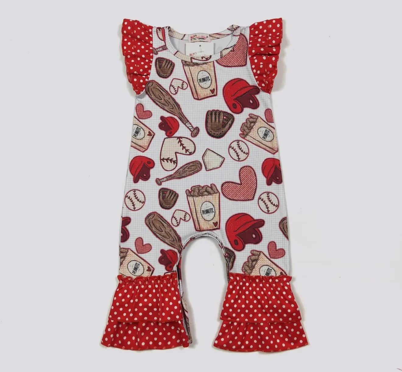 Red Baseball Romper