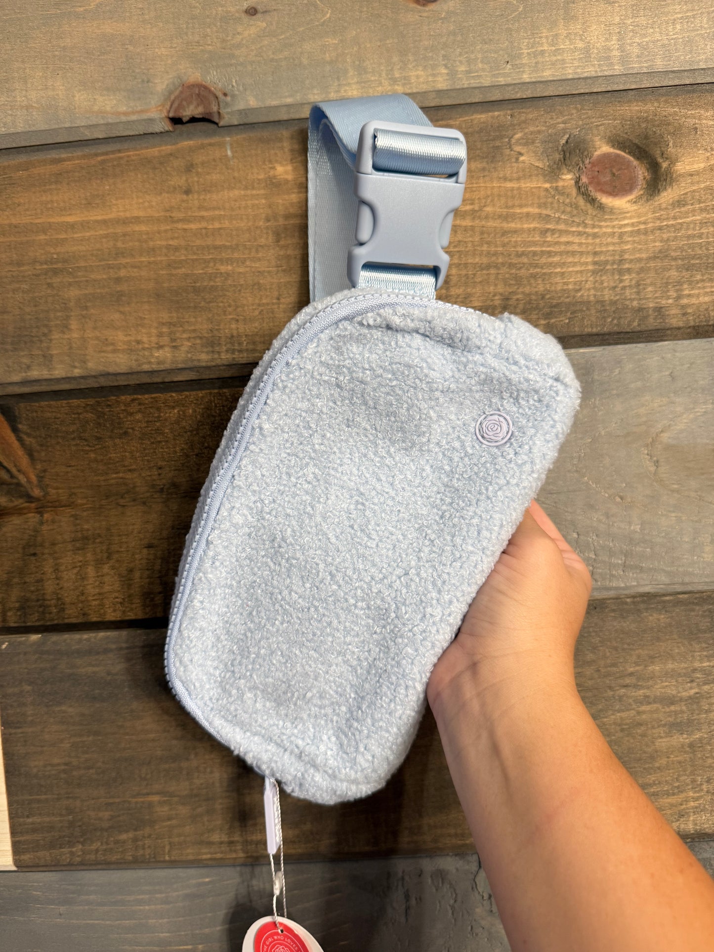 Light Blue Fleece Belt Bag