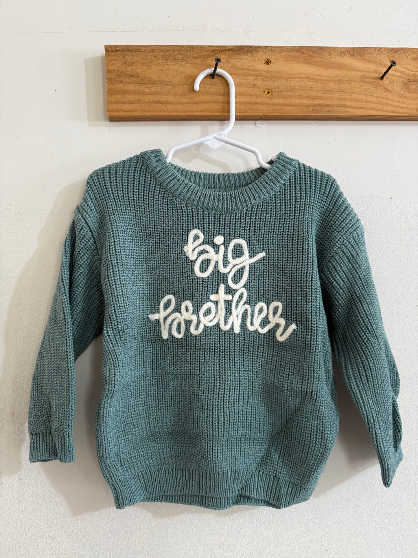 Teal Big Brother Embroidered Sweater