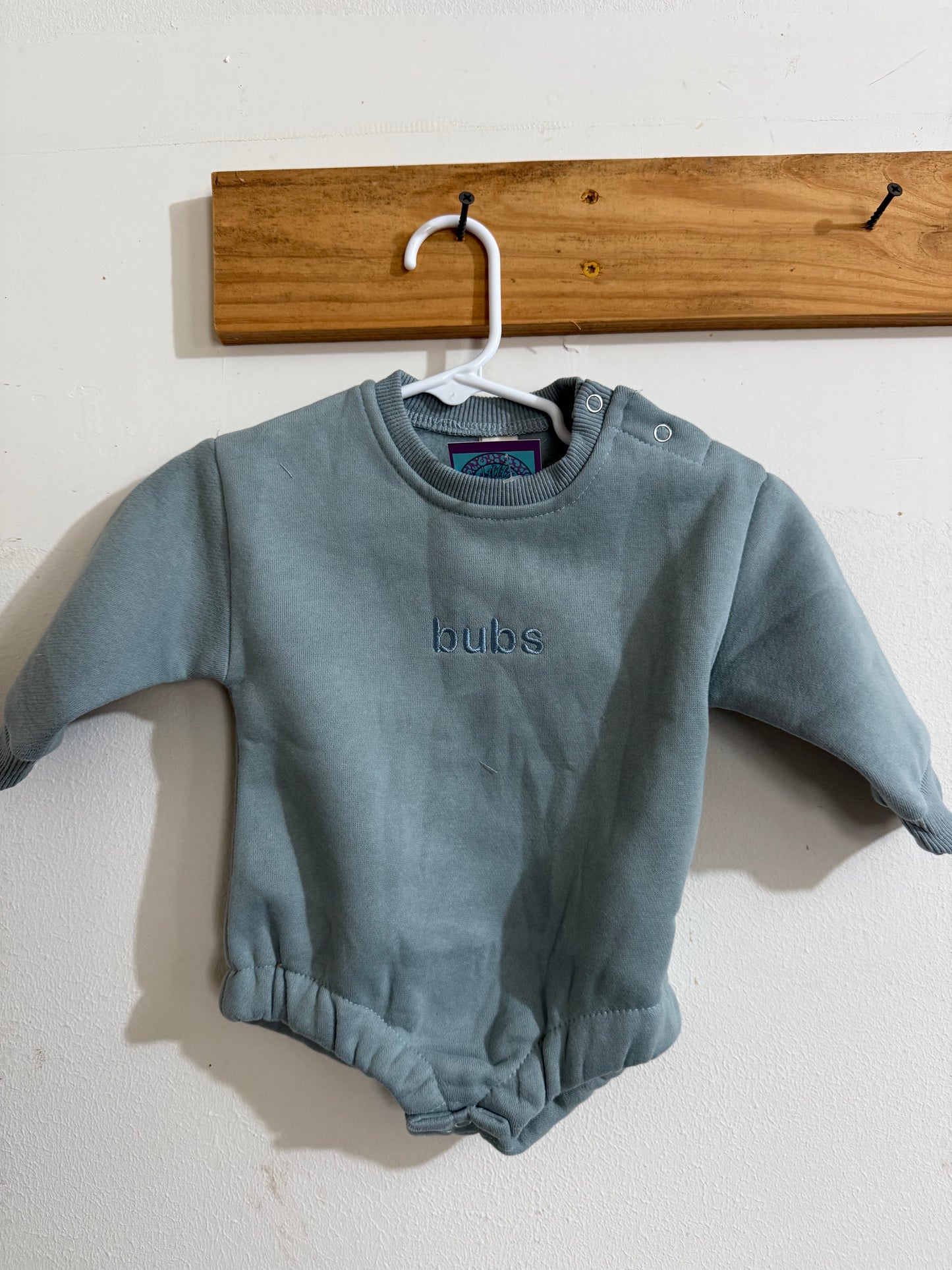 Blue Bubs Embroidered Sweatshirt Romper
