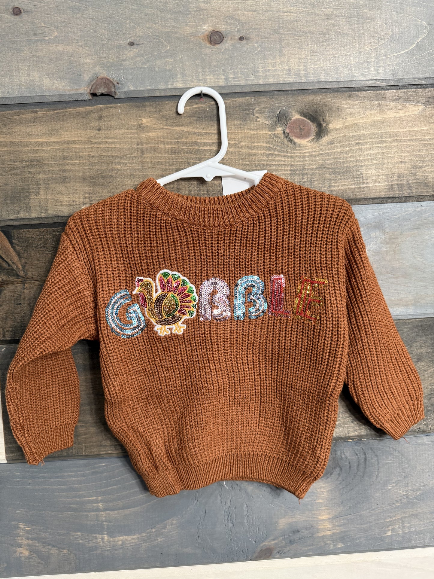 Gobble Glitter Sweater Brown