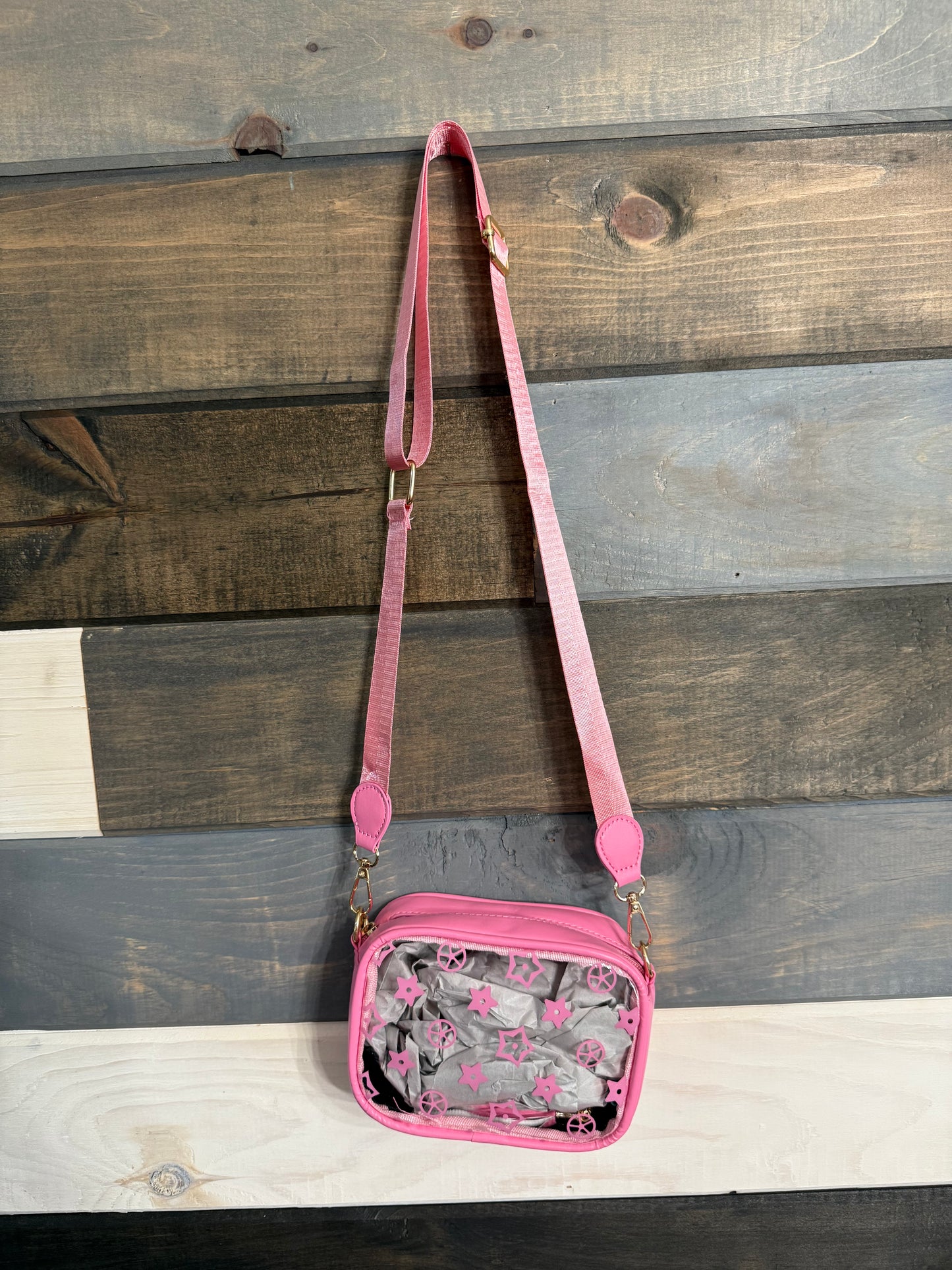 Clear Pink Mini Crossbody Purse