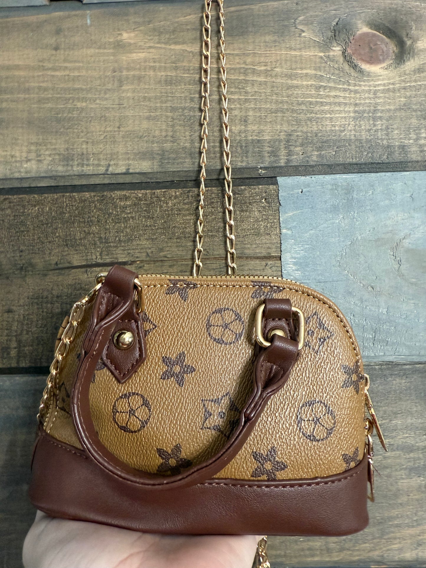 Khaki and Brown Mini Purse