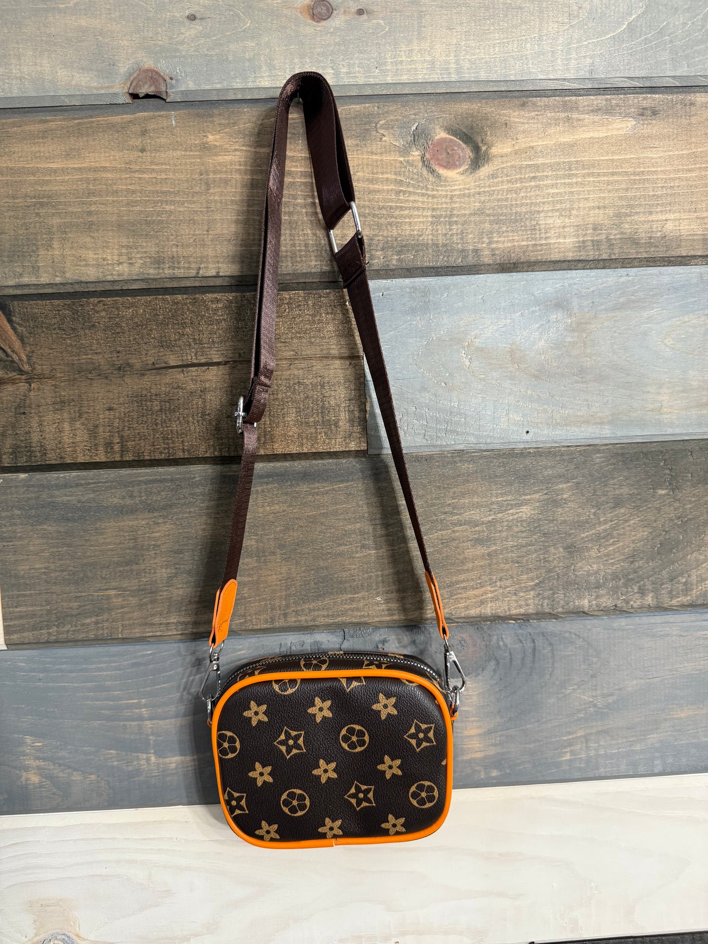 Brown Mini Crossbody Purse Orange