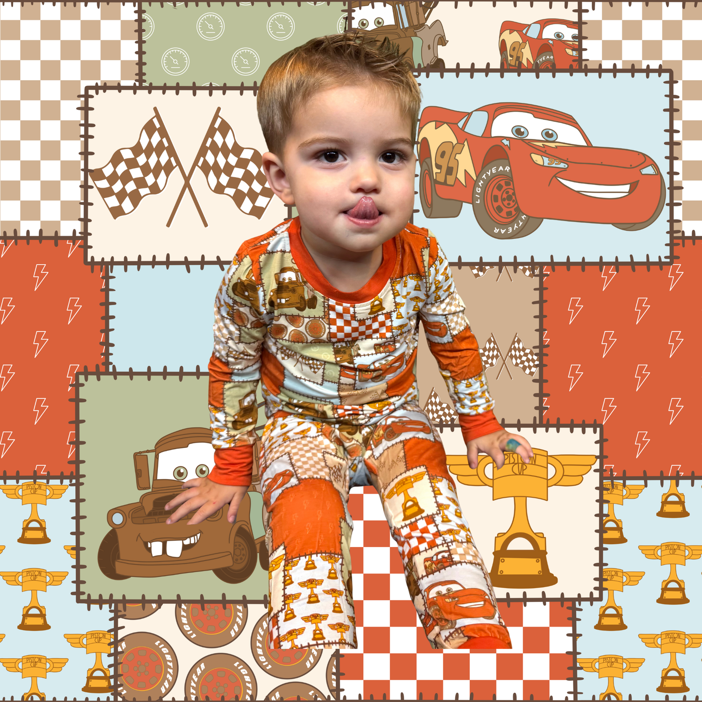 Cars Patchwork Bamboo Pajama Set
