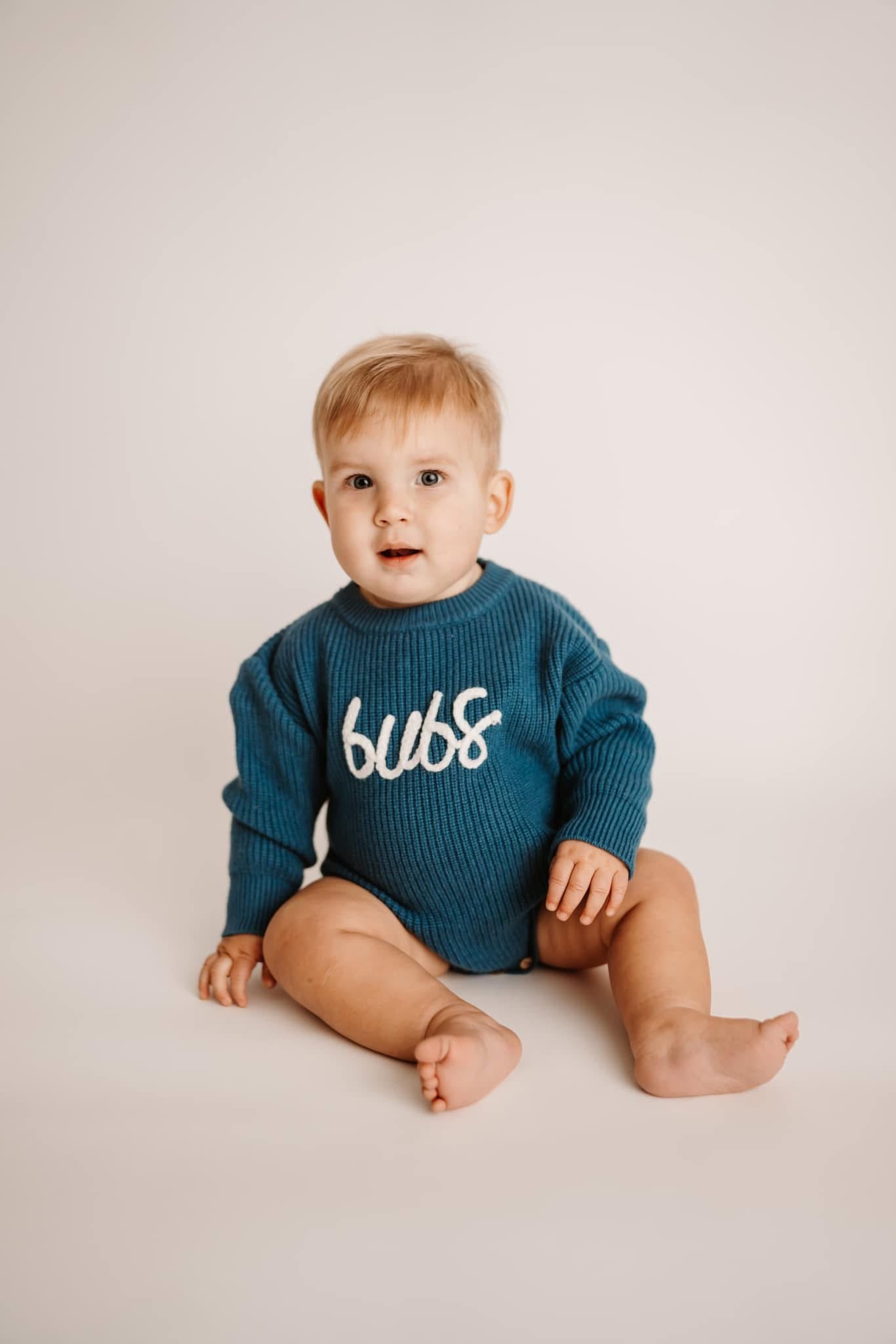Bubs Embroidered Knit Sweater Blue