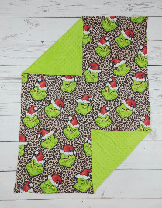 Brown Cheetah Grinch Blanket