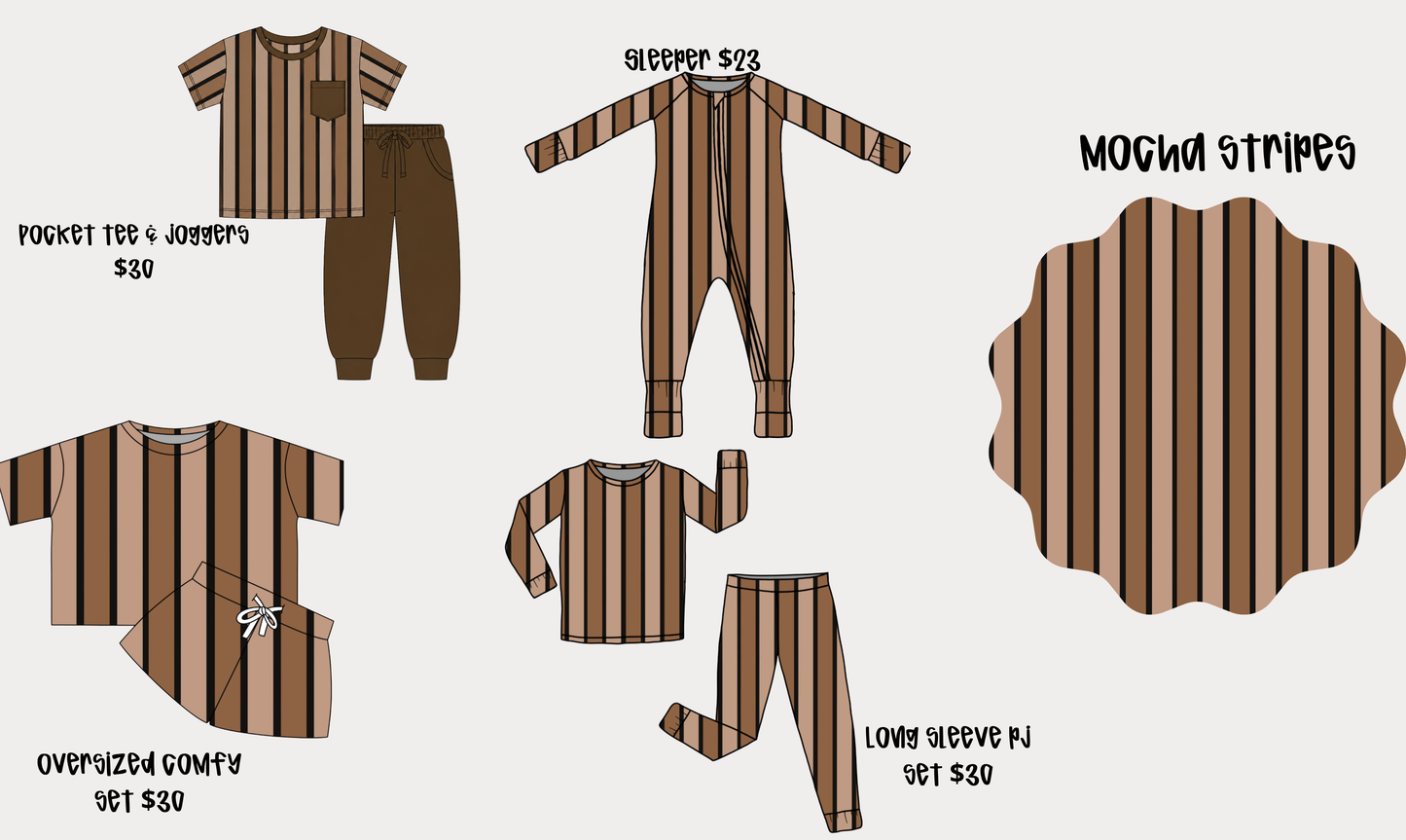 Mocha Stripes Bamboo Pre Order