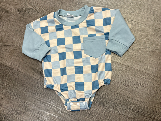 Blue Checkered Romper