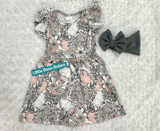 Gray Flower Dress