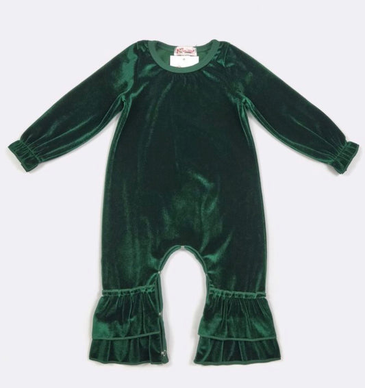 Velvet Green Romper