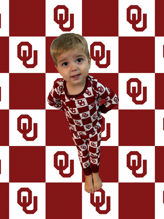 OU Checker Bamboo Pajama Set