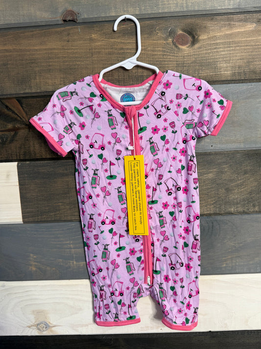 Pink Golf Bamboo Shortie Romper