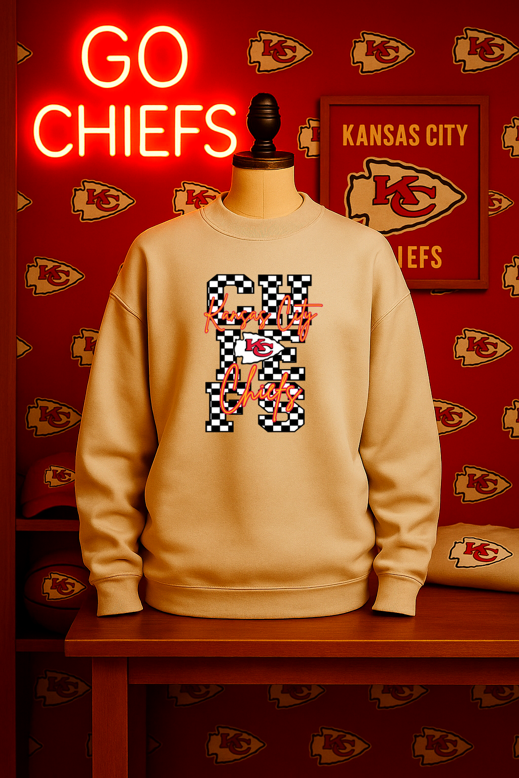 Checkered Stacked Chiefs Youth Styles