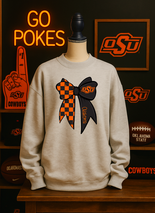 Ok State Checkered Bow Toddler Styles
