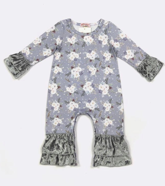 Silver Floral Romper