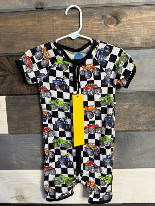 Monster Truck Bamboo Shortie Romper