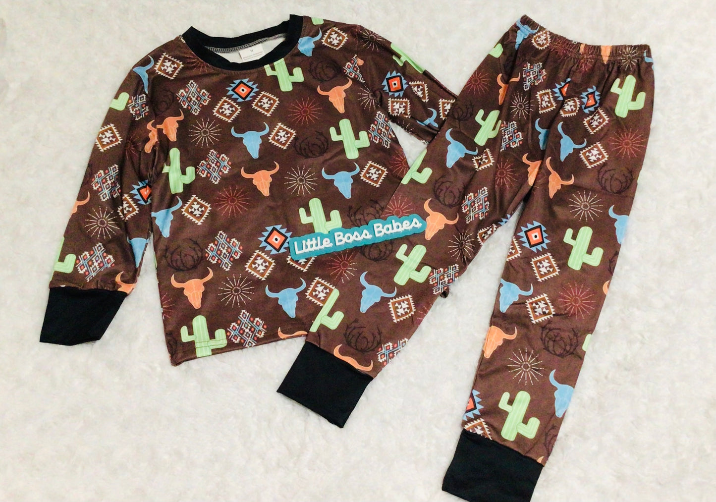 Brown Western Pajama Set