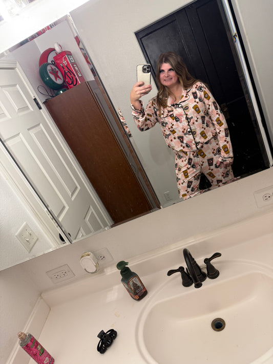 ADULT 7B Pink  Bamboo Pajama Set