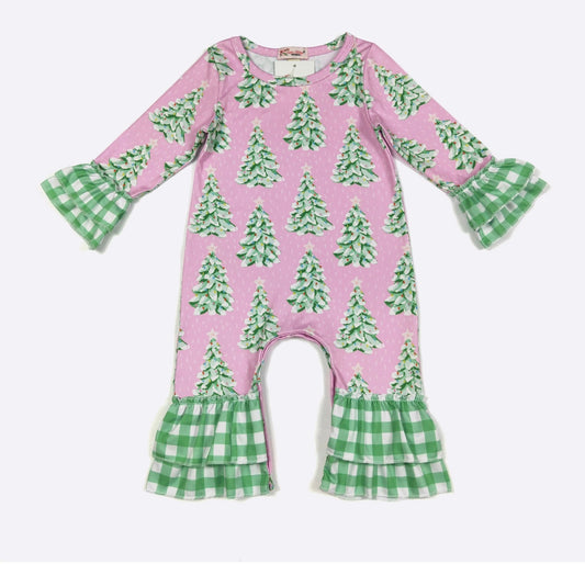 Pink and Green Tree Romper
