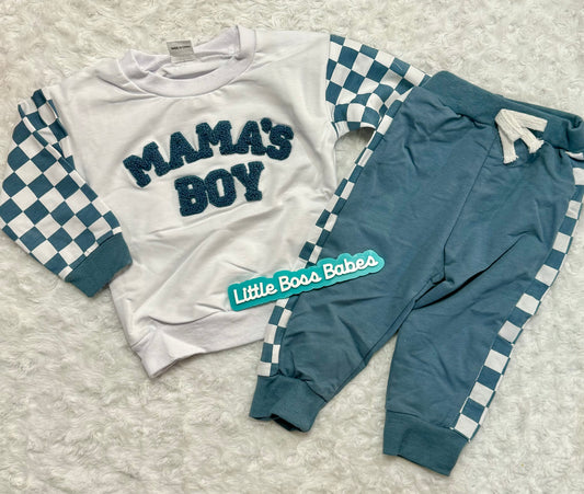 Mama’s Boy Checkered Jogger Set