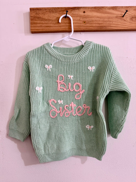 Seafoam Big Sister Embroidered Sweater