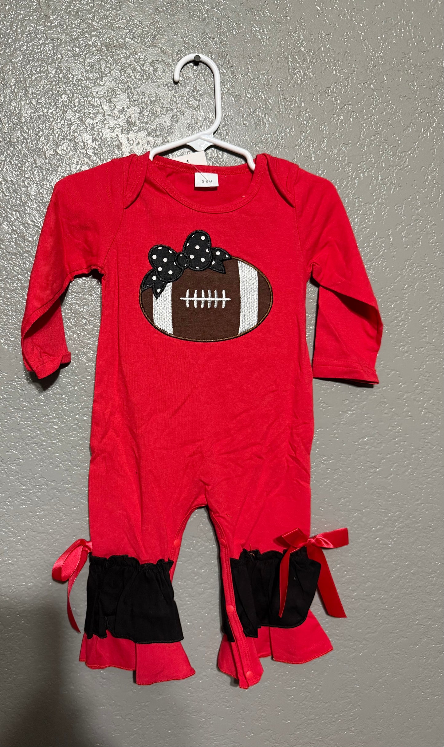 Girly Red Football Romper