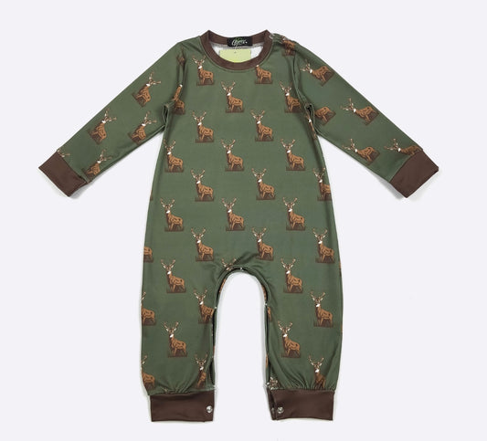 Hunter Green Deer Romper