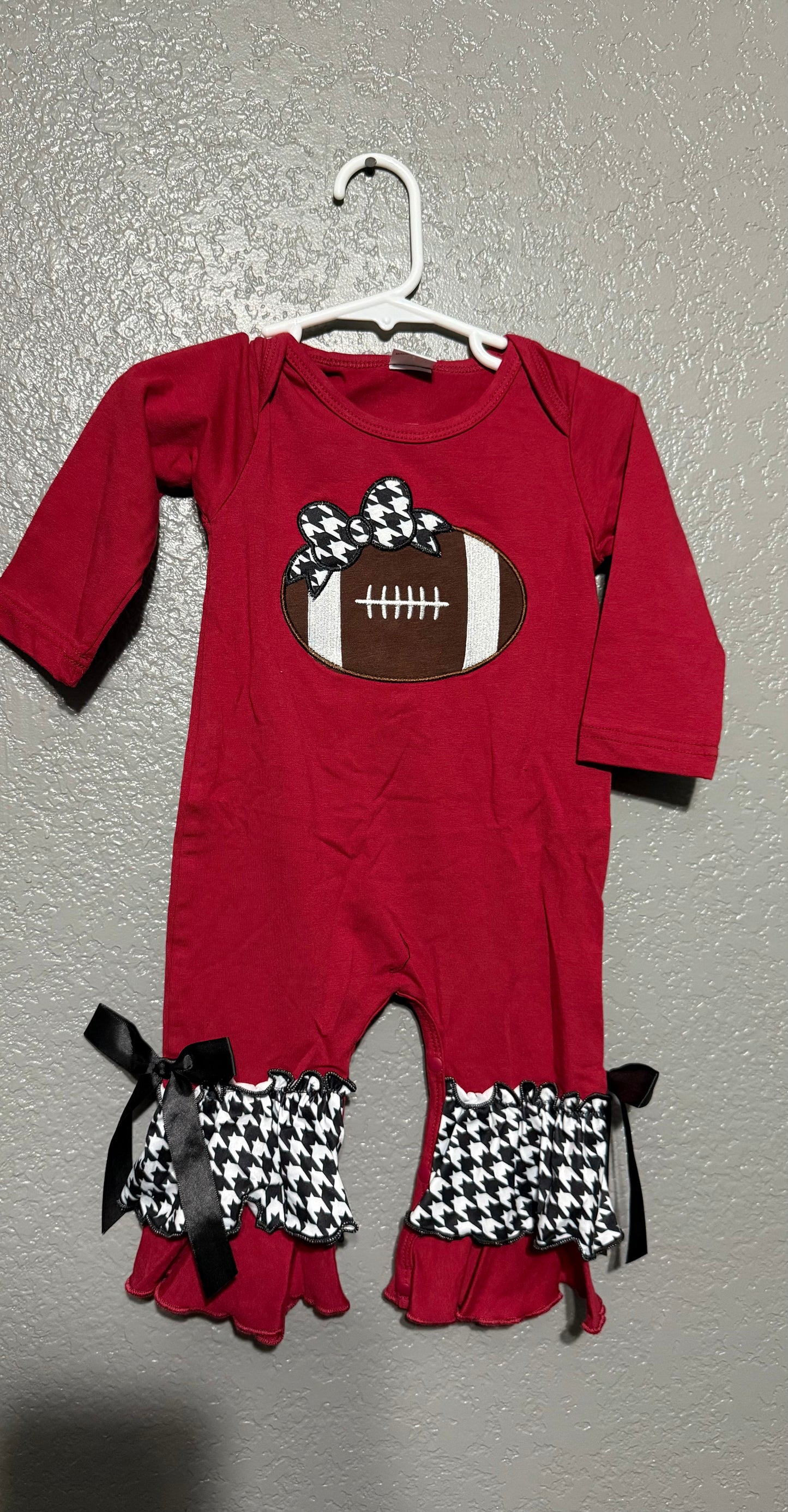 Girly Maroon Football Romper