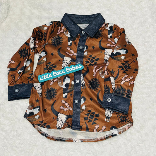 Brown Western Button Up