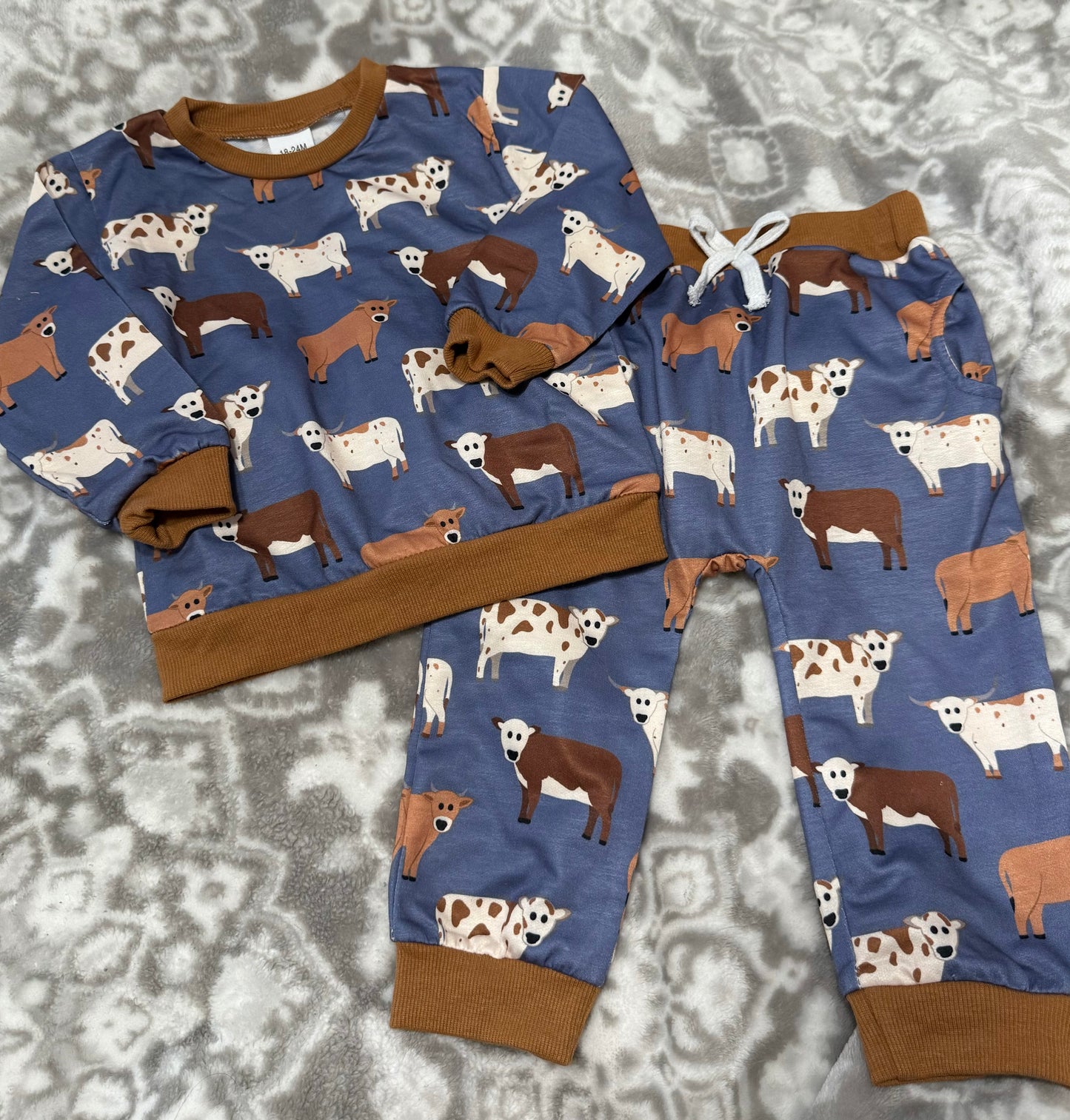 Blue Cow Jogger Set