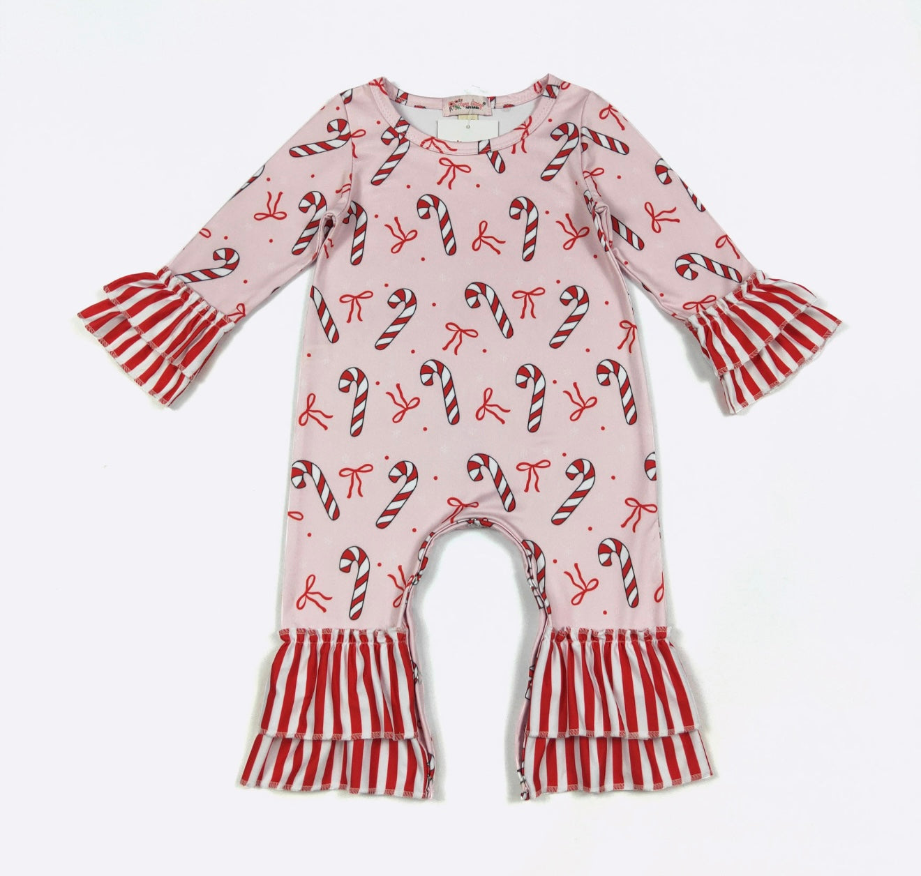 Candy Cane Ruffle Romper