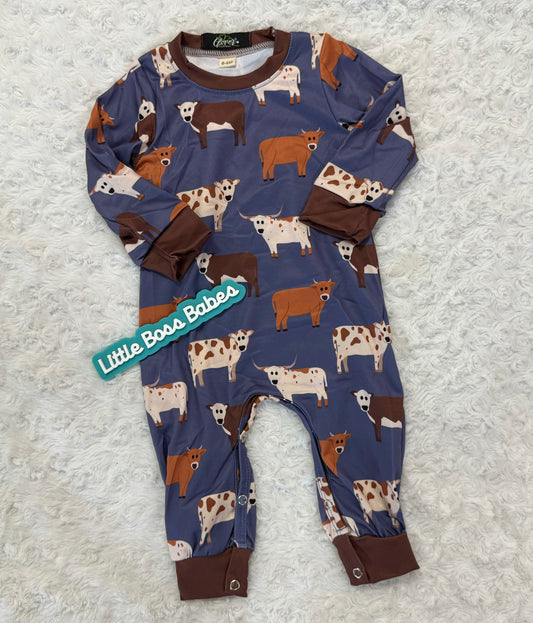 Blue Cow Romper