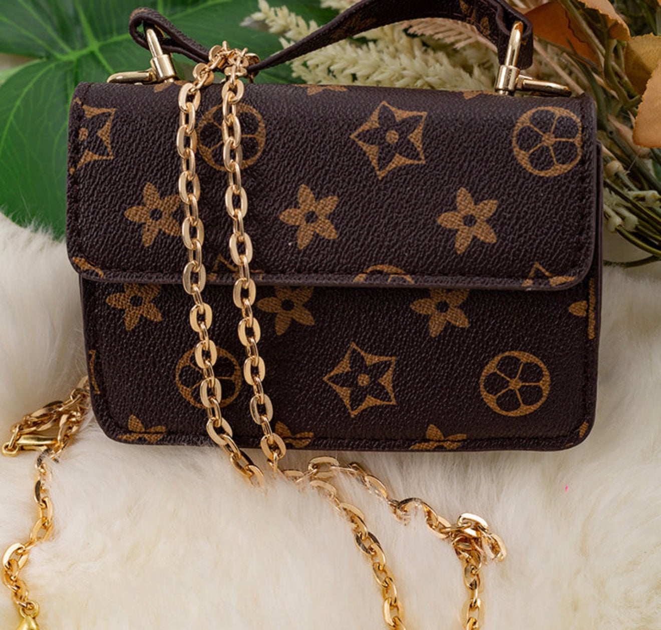 Brown Mini Purse With Chain