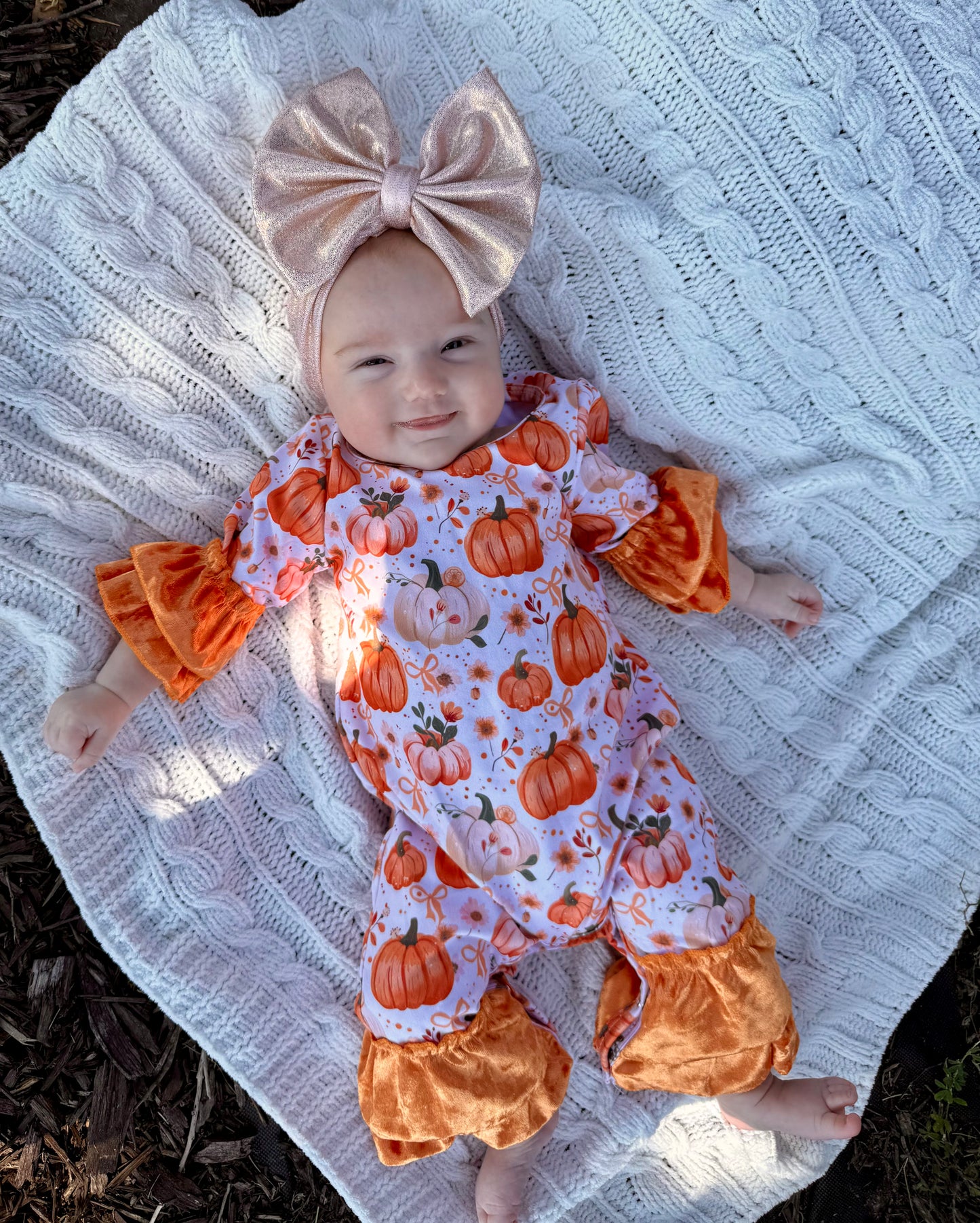Velvet Pumpkin Romper