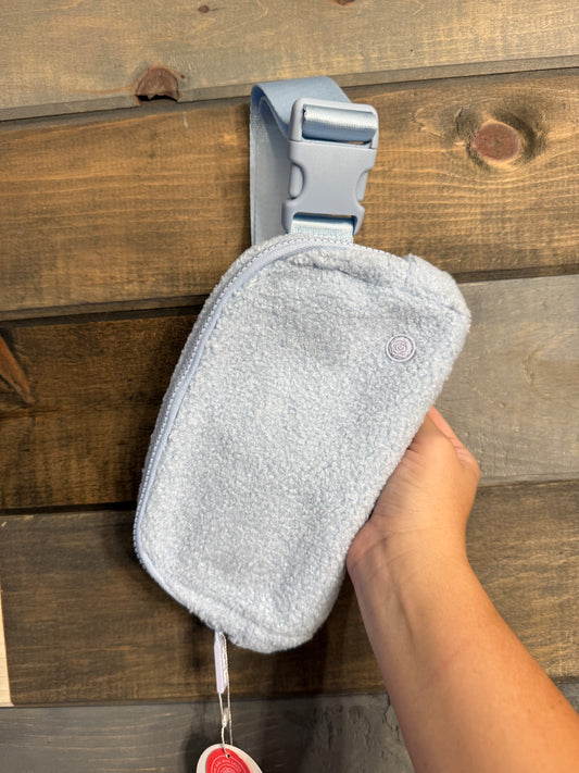 Light Blue Fleece Belt Bag