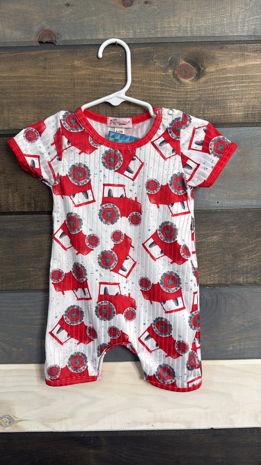 Red Tractor Romper