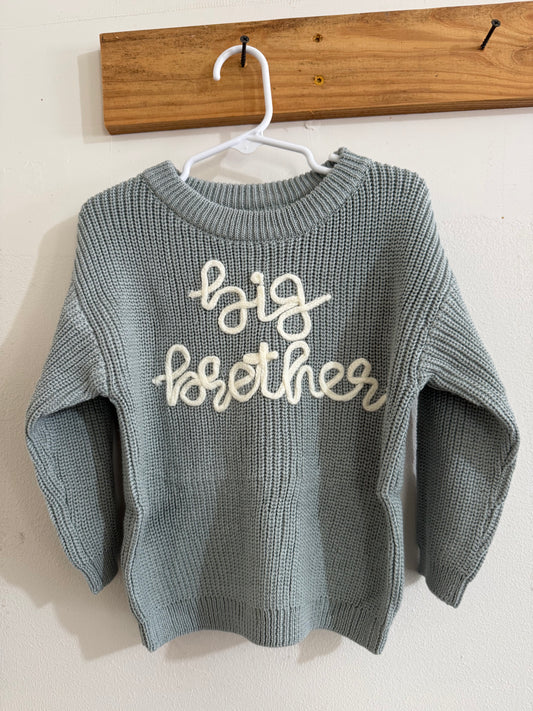 Gray Big Brother Embroidered Sweater